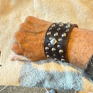 Studded Brown Leather Bracelet